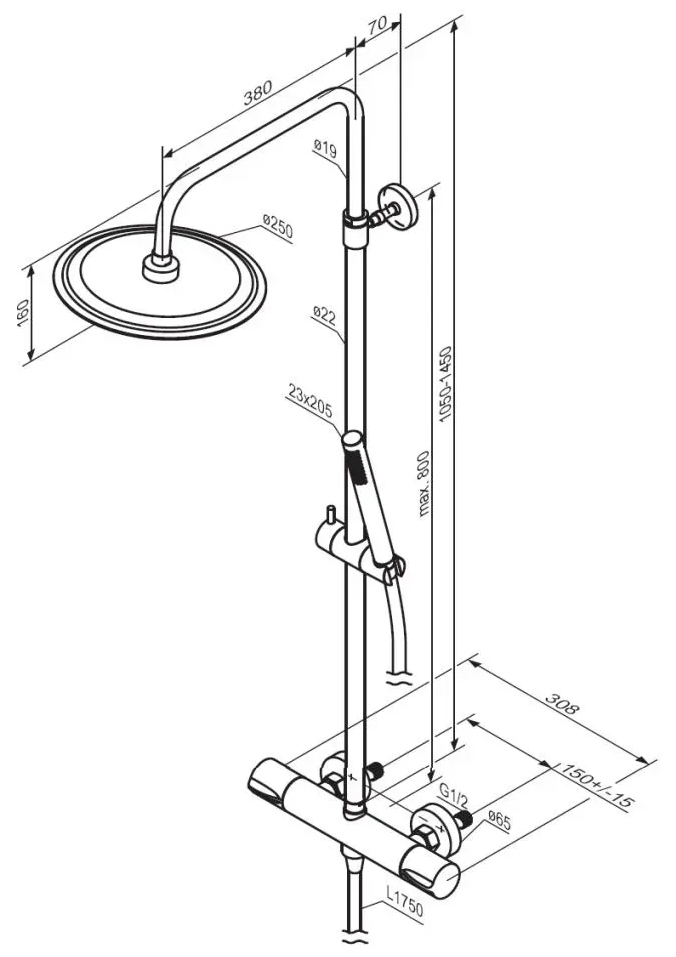 Damixa Scandinavian Pure 936800000 Габаритные размеры