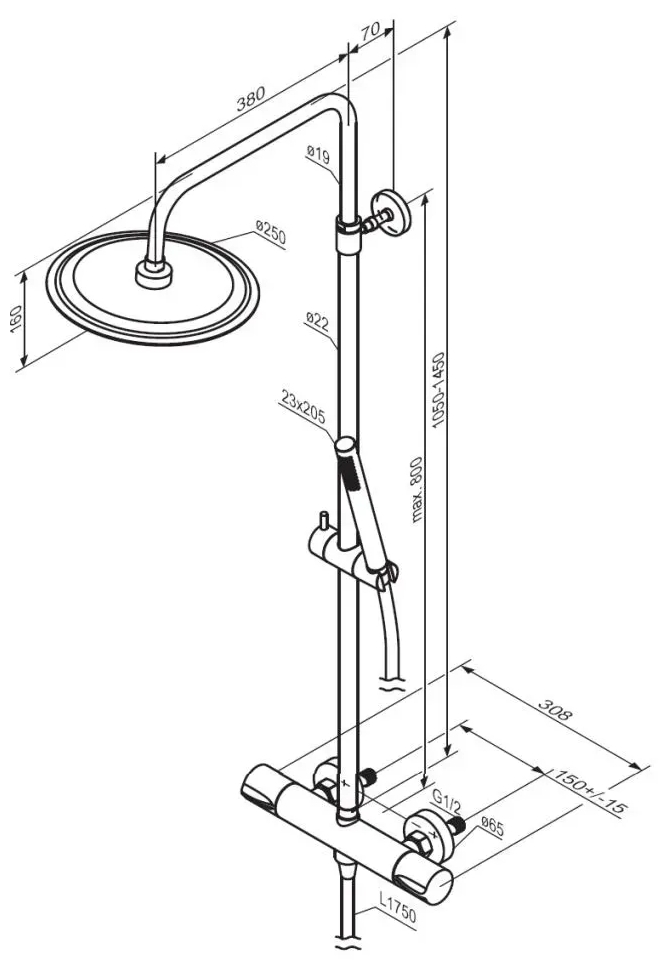 Damixa Scandinavian Pure 936800300 Габаритные размеры