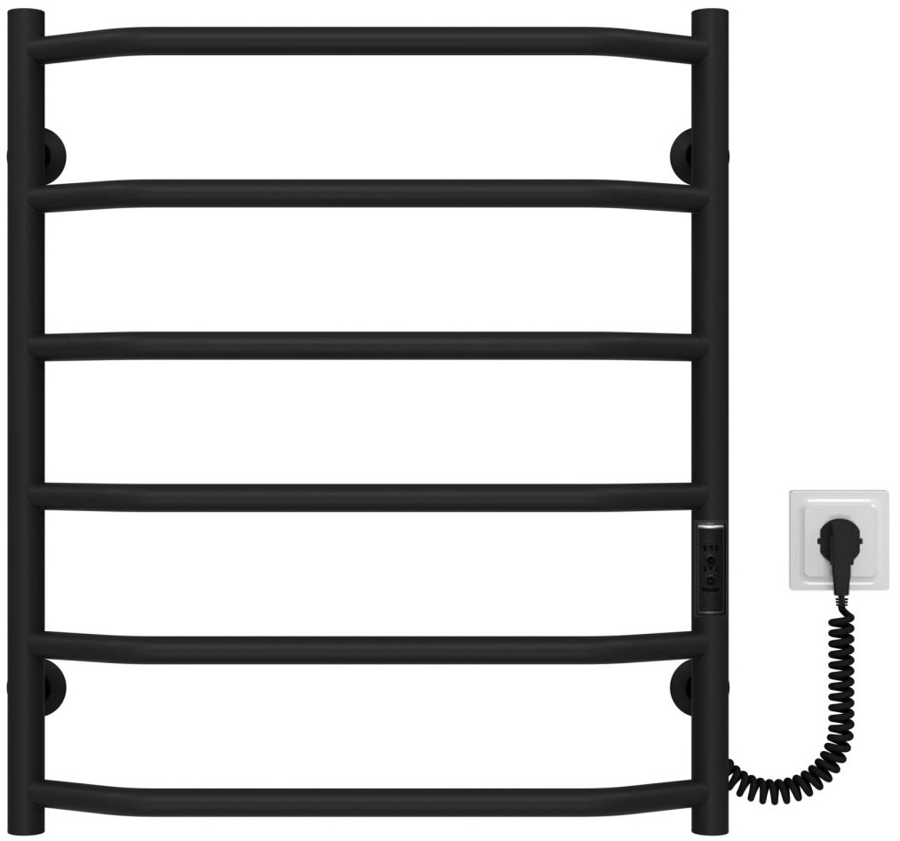 Рушникосушка Deffi Трапеція П6 500x600, чорна, WD03, праве підключення (D.TR.60.50.6.E.B.R.3)