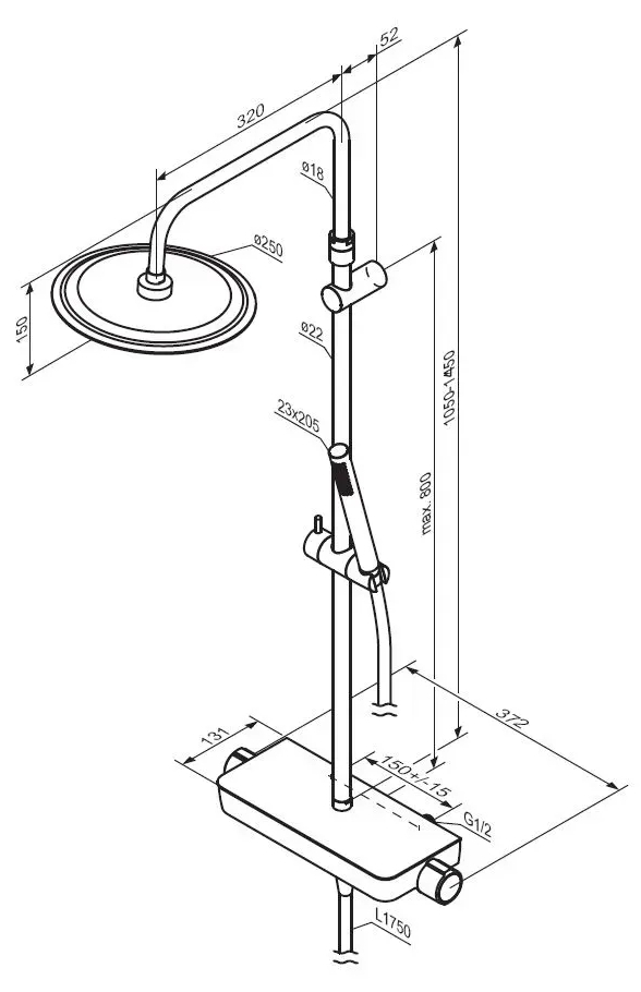 Damixa Scandinavian Pure 936780000 Габаритные размеры