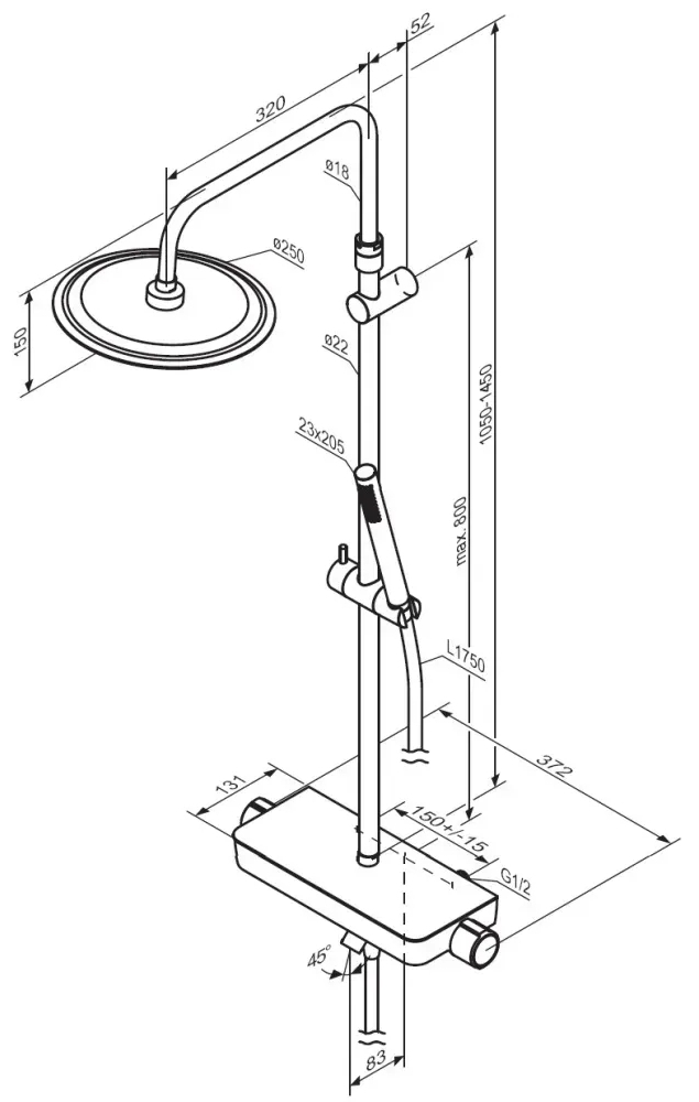 Damixa Scandinavian Pure 936730000 Габаритные размеры