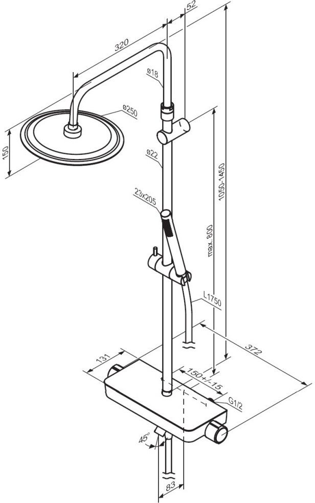 Damixa Scandinavian Pure 936730300 Габаритні розміри