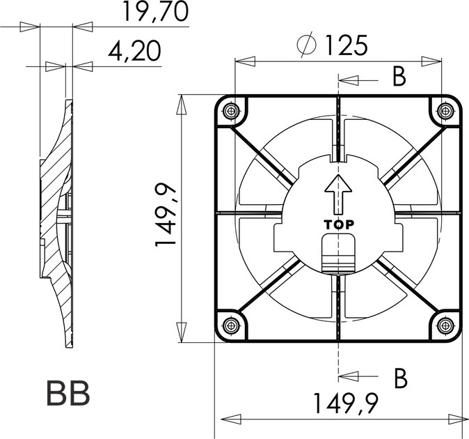 AirRoxy drim 150x150 graphite (02-380) Габаритні розміри
