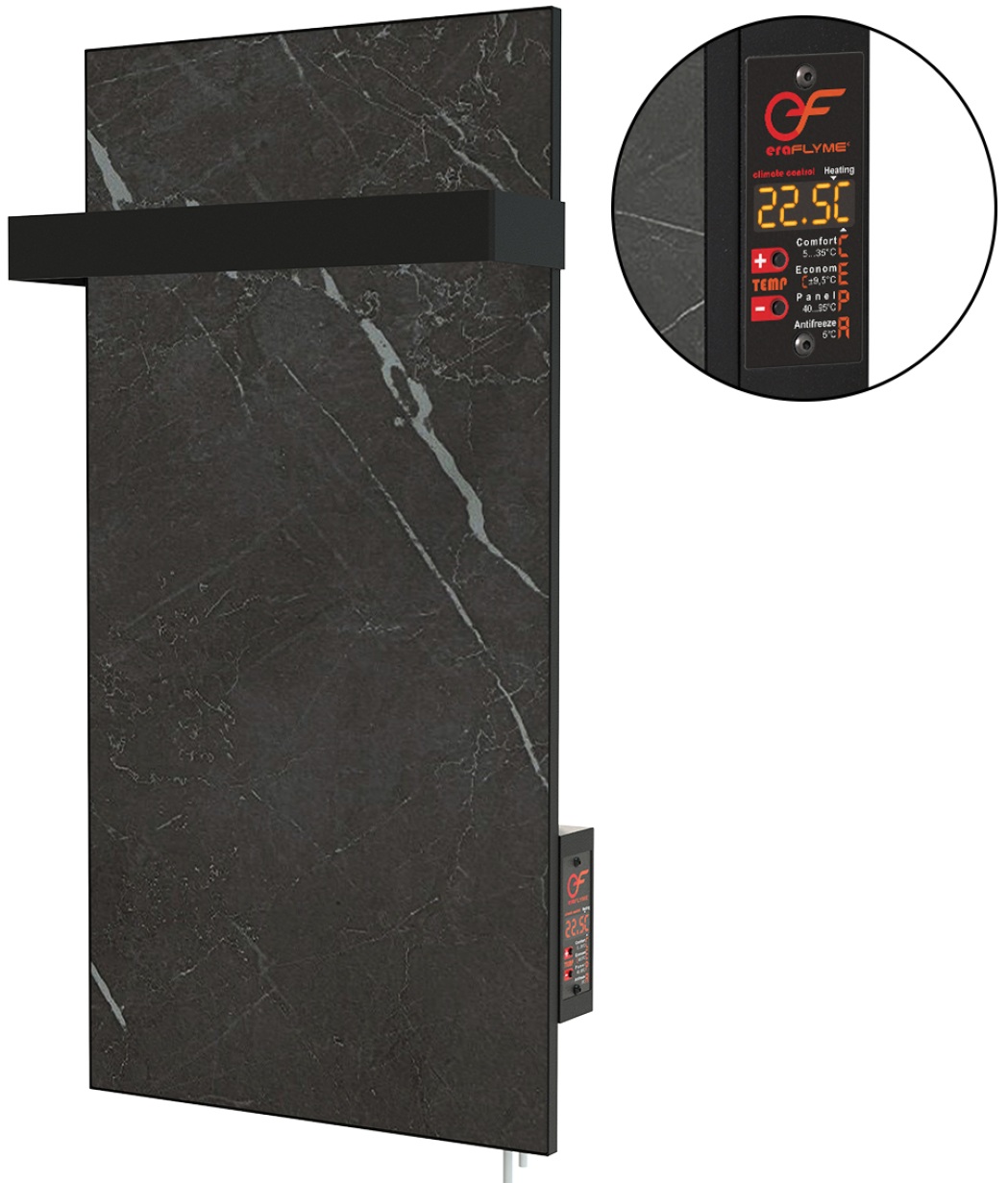 Полотенцесушитель Flyme 250TB(1) темный камень с черной дужкой