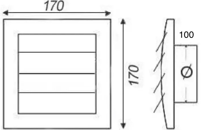 AirRoxy KzZ 170x170 100 graphite (02-353) Габаритні розміри