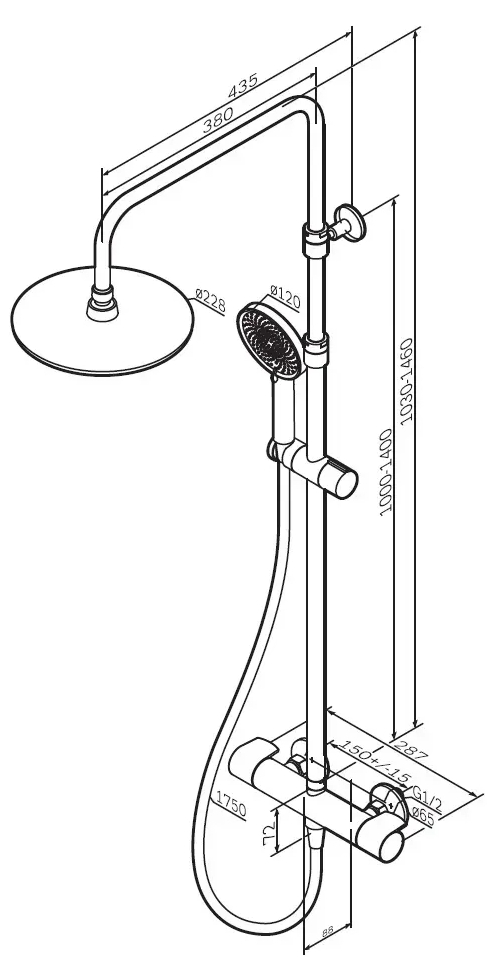 AM.PM X-Joy F0785A400 Габаритные размеры