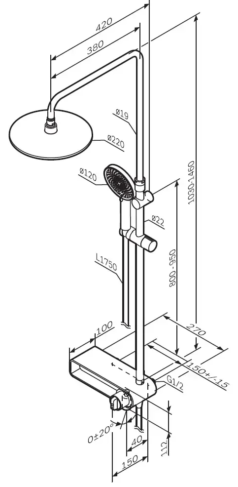 AM.PM X-Joy F0785A722 Габаритні розміри