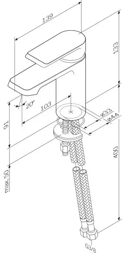AM.PM Flash F9H02100 Габаритные размеры