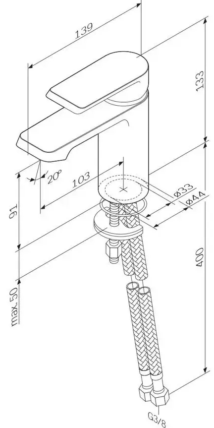 AM.PM Flash F9H02122 Габаритные размеры