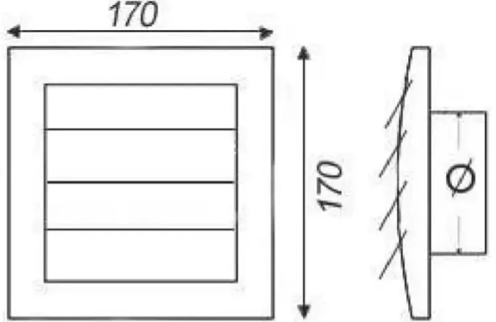 AirRoxy KzZ 170x170 120 graphite (02-356) Габаритные размеры