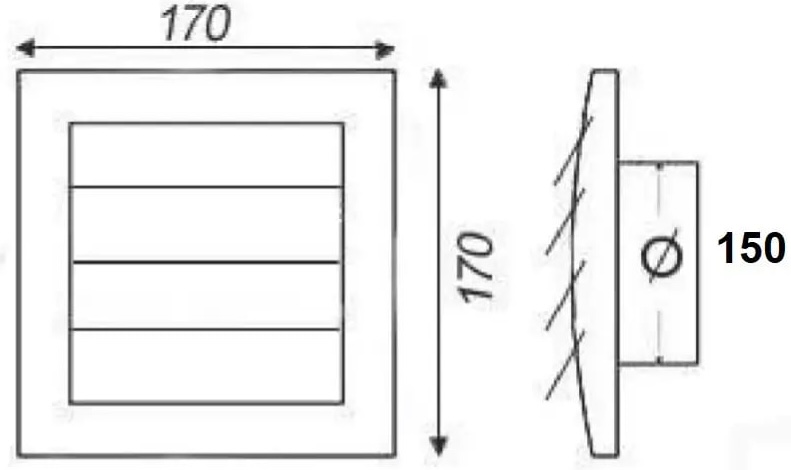 AirRoxy KzZ 170x170 150 graphite (02-355) Габаритные размеры