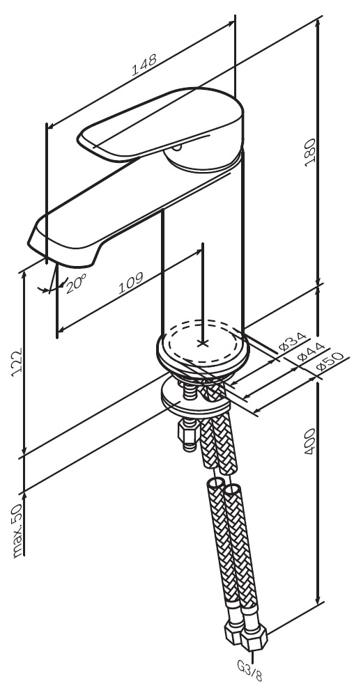 AM.PM Func F8F02122 Габаритные размеры