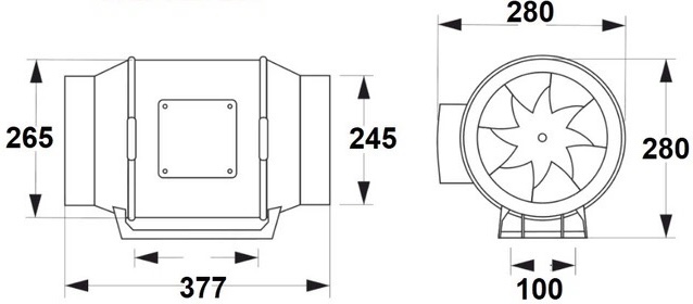 AirRoxy aRil eco 250 (01-316) Габаритные размеры
