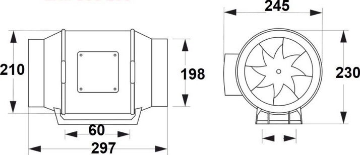 AirRoxy aRil eco 200 (01-315) Габаритные размеры