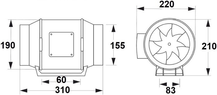 AirRoxy aRil eco 160 (01-314) Габаритные размеры