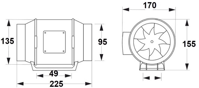 AirRoxy aRil eco 100 (01-311) Габаритные размеры