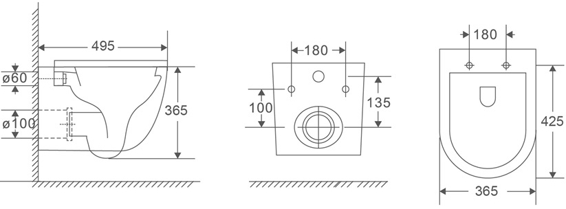 Romstal Round Soft Close белый с крышкой 49.5 см (LT-046E-NR) Габаритные размеры