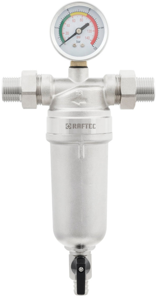 Самопромывной фильтр с манометром Raftec 3/4" (RMHF02)