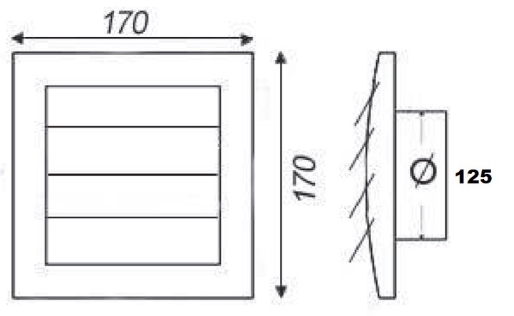 AirRoxy KzZ 170x170 125 graphite (02-354) Габаритні розміри