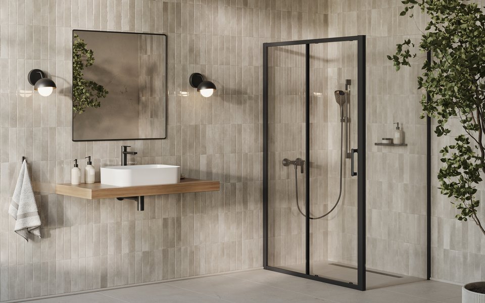 Нерухома бічна стінка Ravak X-Point Slim XPSPS-100 Transparent, Чорний (X90VA030FZ1) ціна 10506 грн - фотографія 2