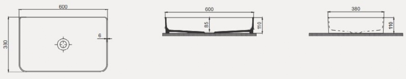 Bartin Seramik Rapid Line 6038 см (70RL23061) Габаритные размеры
