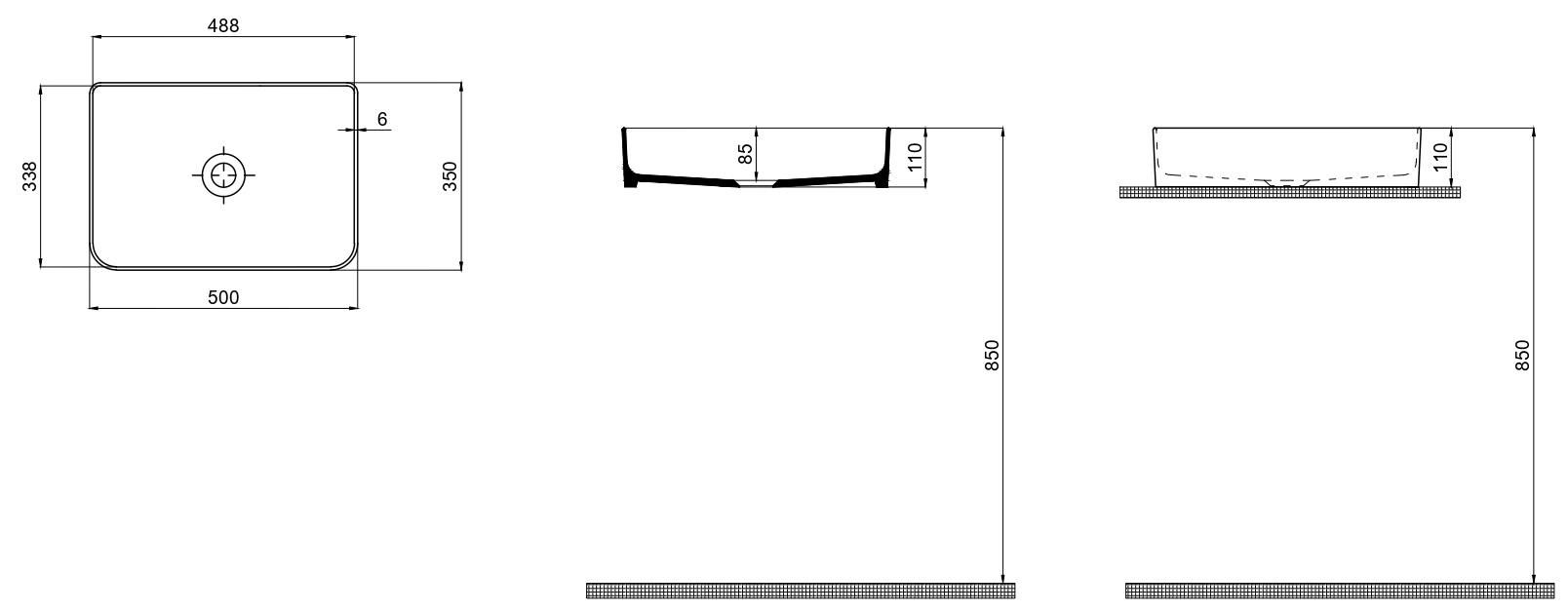 Bartin Seramik Rapid Line 50x35 см (70RL23050) Габаритные размеры