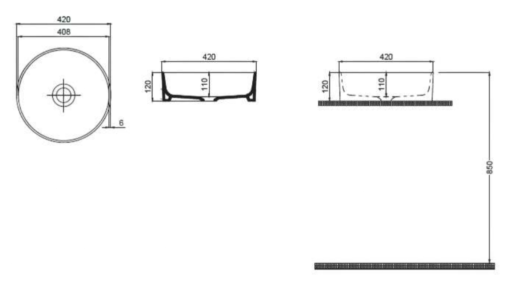 Bartin Seramik Round Line 42 см (70RO23042) Габаритные размеры