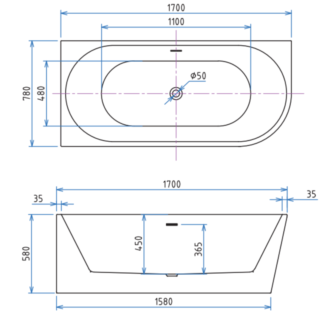 Ravak FreeStyle Corner L 170x80 (RKUA600011) Габаритні розміри