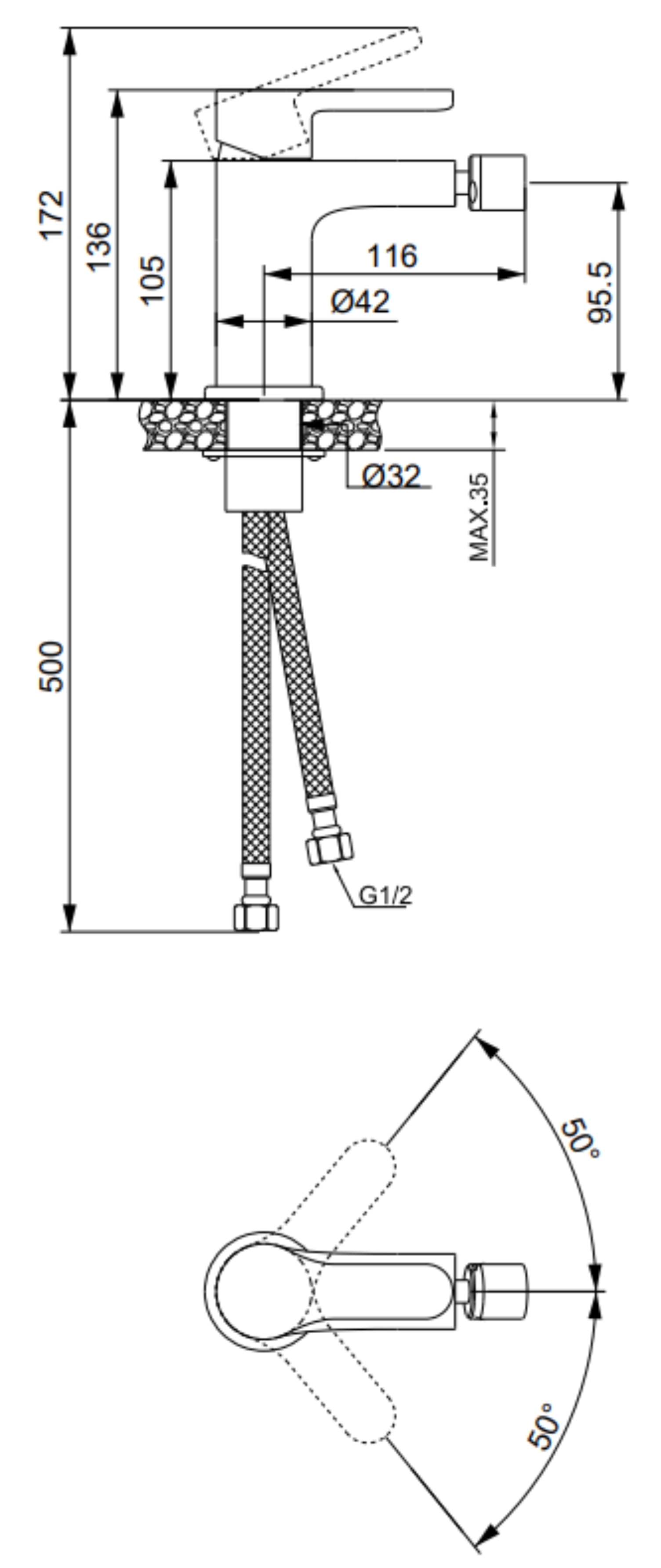 Lidz Astra 001AF Chrome LDAST001AFCRM48089 Габаритные размеры