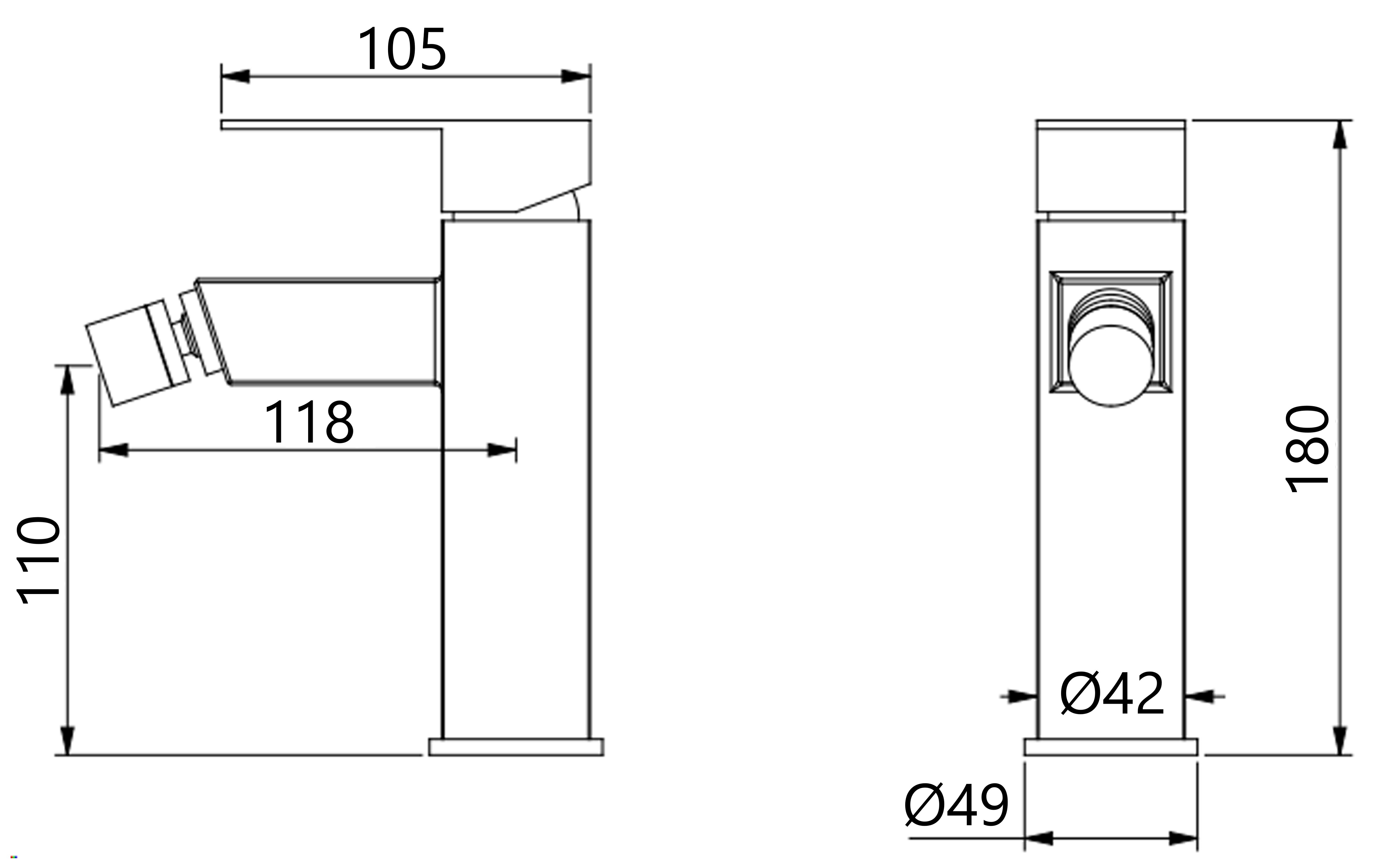 Lidz Kubis 001AF Nickel LDKUB001AFNKS46097 Габаритные размеры