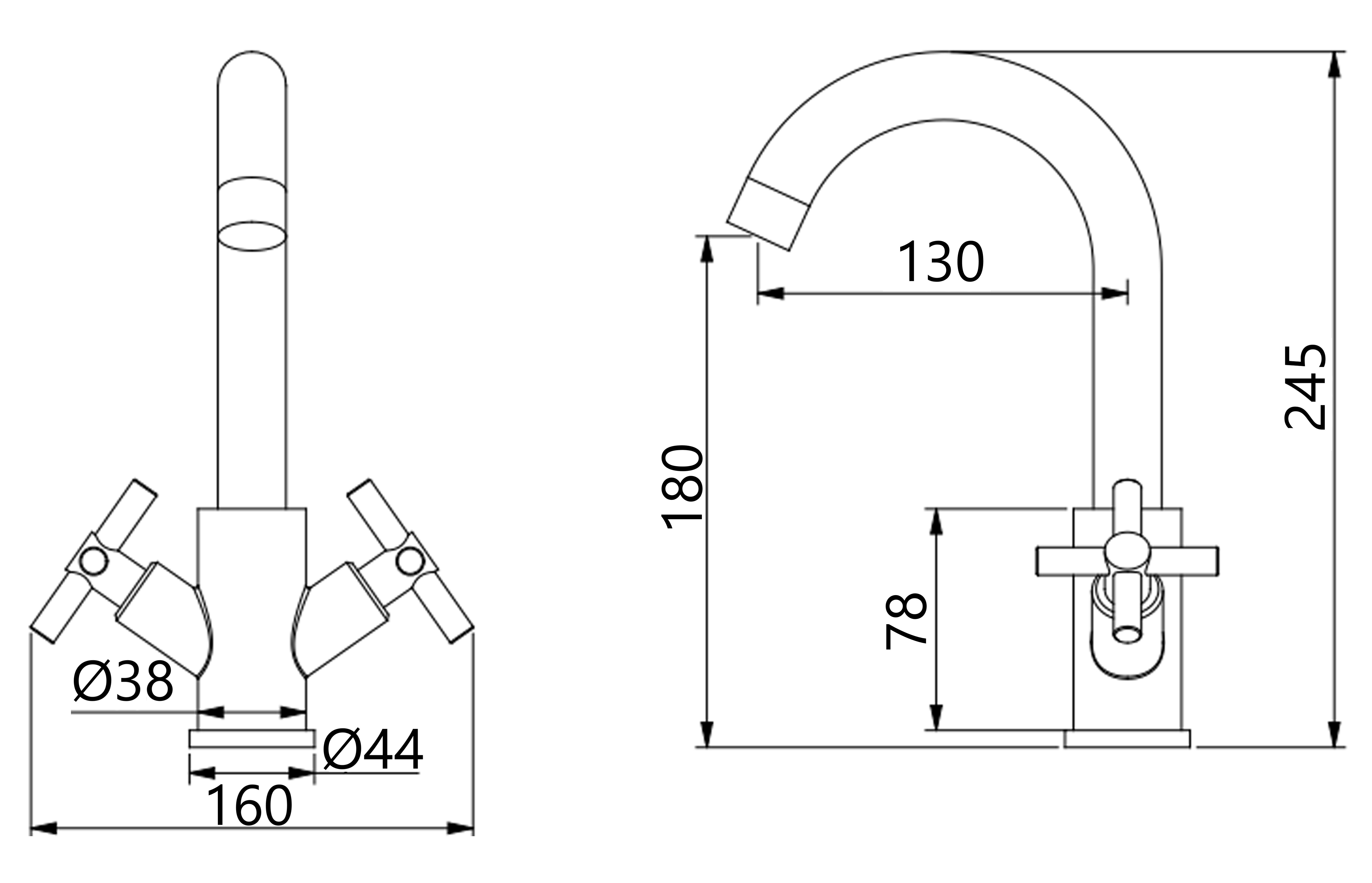 Lidz Wind 161F Nickel LDWIN161FNKS46098 Габаритные размеры