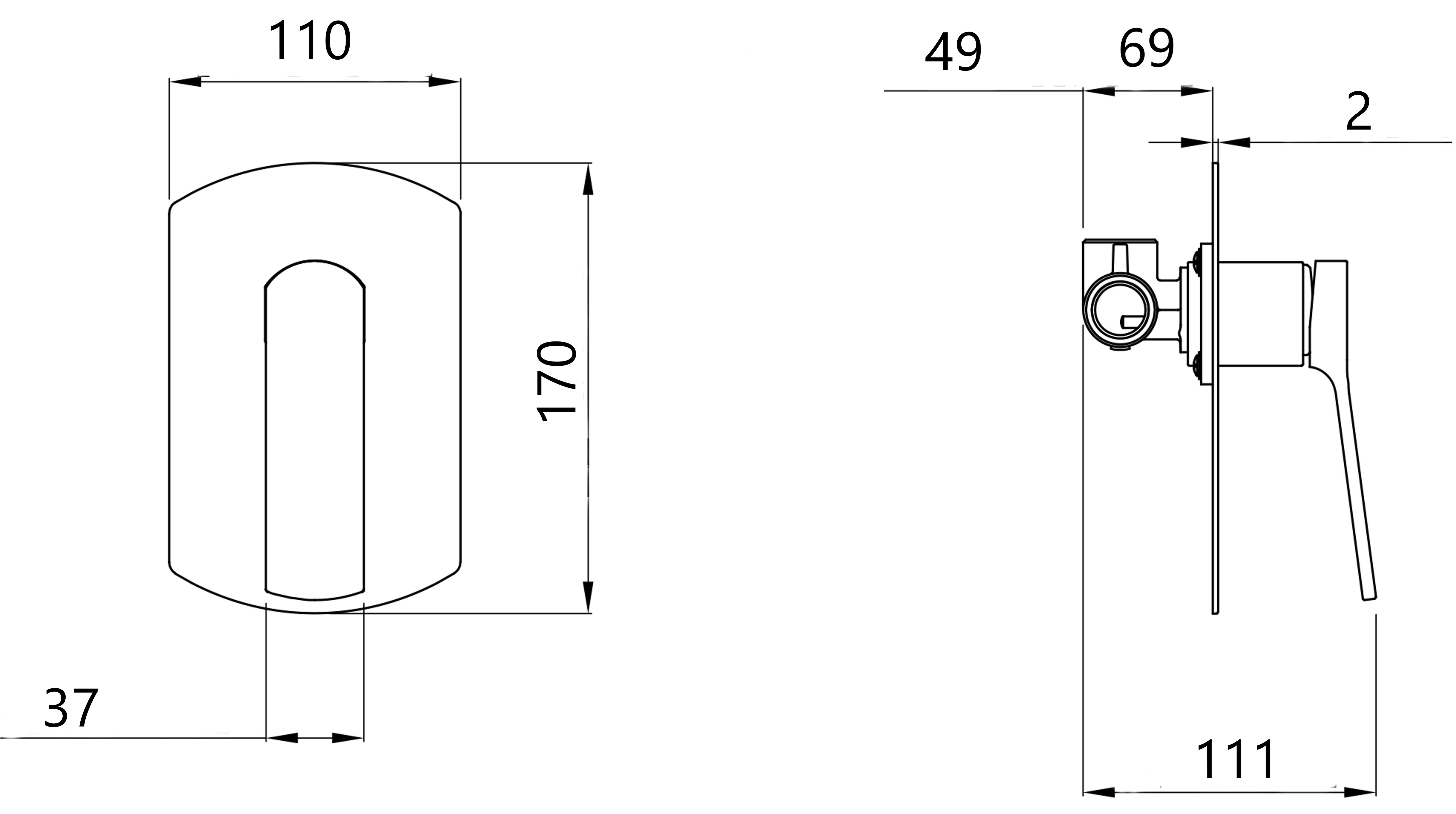 Q-tap Slavonice QTSLA267BLM45903 Black Matt Габаритні розміри