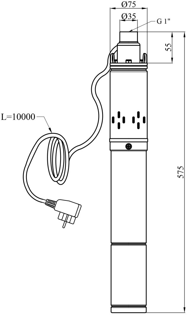 Agua 3S QGD 1.8-75-0.37 Габаритные размеры