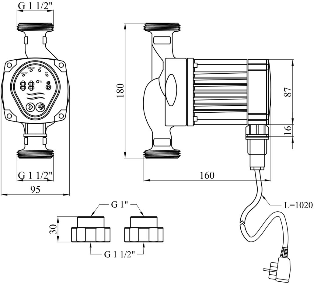 Forwater WPB 25/4-180 Габаритні розміри