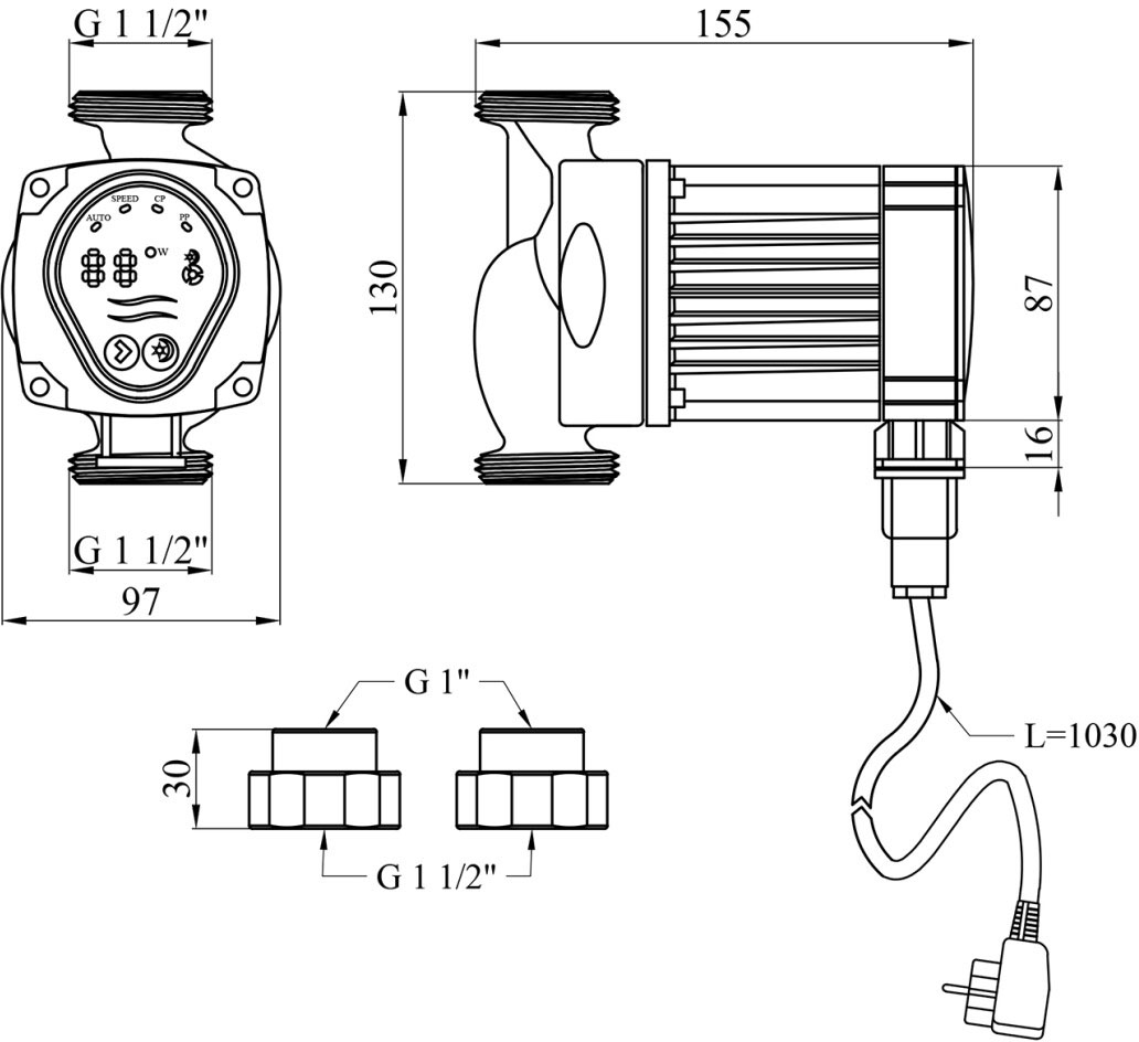 Forwater WPB 25/4-130 Габаритні розміри