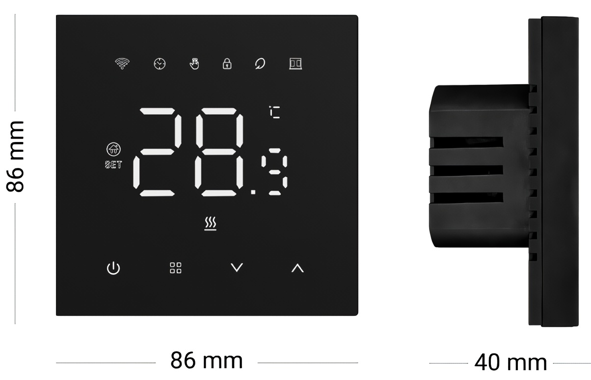 Terneo NX Black Габаритні розміри