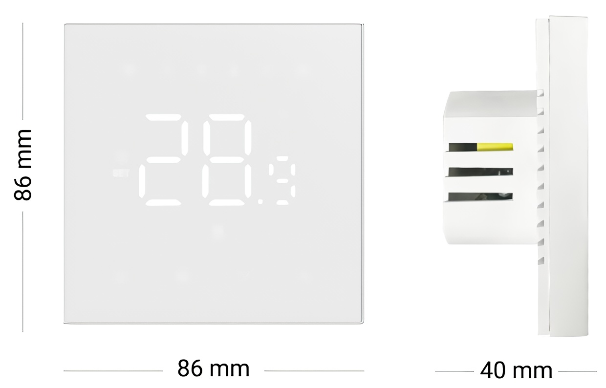 Terneo NX White Габаритні розміри