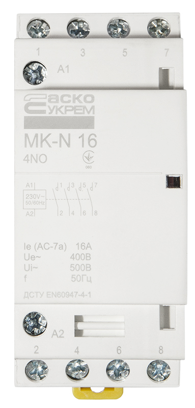 Контактор Аско-Укрем MK-N 4P 16A 4NO 220V (A0040030026)