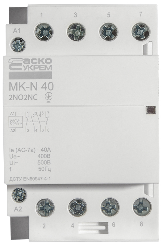 Контактор Аско-Укрем MK-N 4P 40A 2NO2NC (A0040030036)