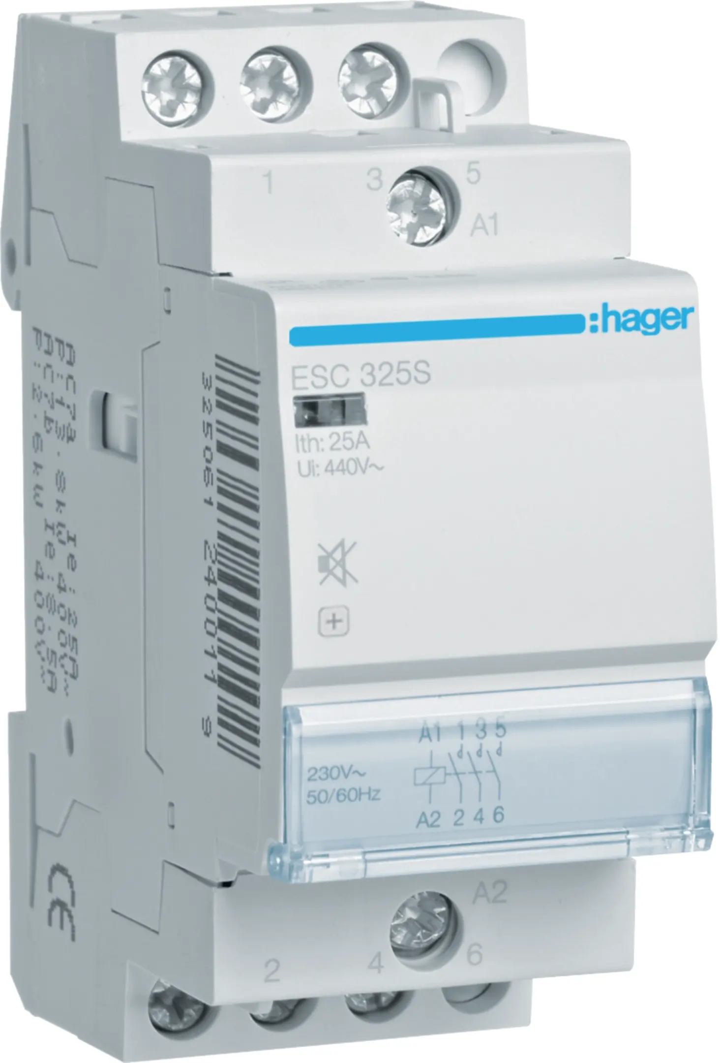 Контактор Hager 25A, 3NO, 230V (ESC325S)