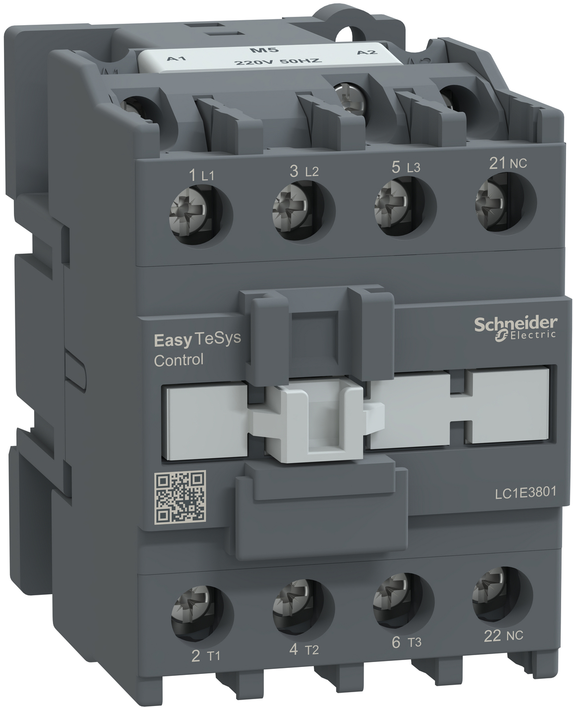 Контактор Schneider Electric 3Р Е 1NC 38А АС3 220V 50Hz (LC1E3801M5)