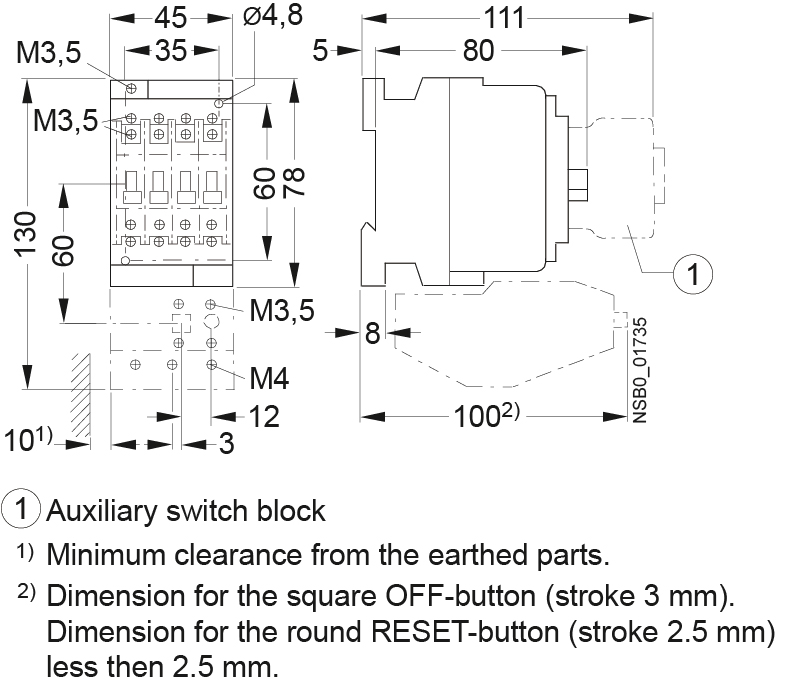 ETI CES 18.10-230V-50/60Hz (4646533) Габаритные размеры