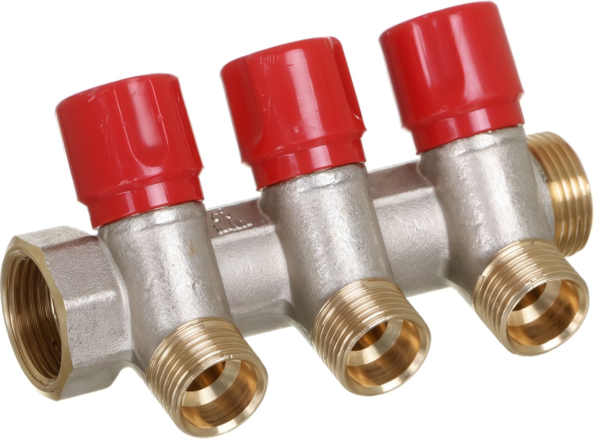 Колектор з вентилями Bianchi Ø3/4″x3x1/2″ I=36 мм red (203B05047A)