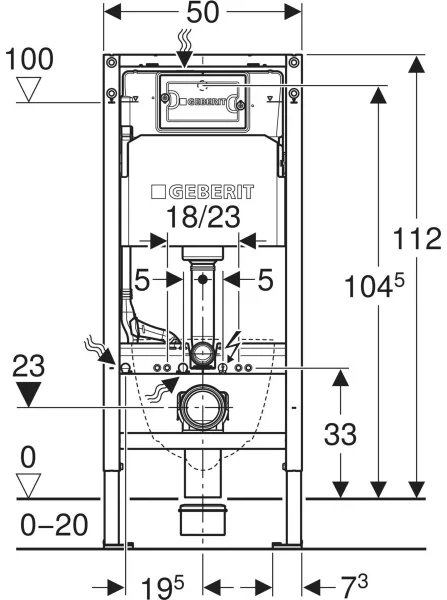 Geberit Duofix Delta 458.126.00.2 Уцінка Габаритні розміри