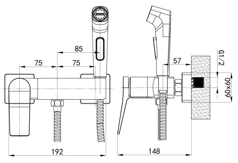Qtap Nando Chrome QTNAN262CRM48654 Габаритные размеры