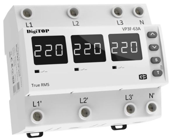 Реле напруги DigiTOP VP-3F63A M6W White