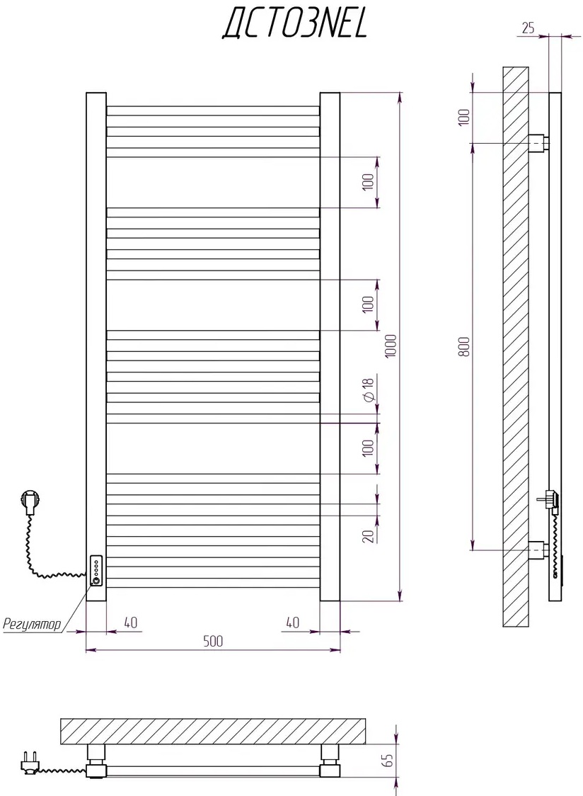 Kosser Степ New 1000x500 EL (ДСТ03NEL) Габаритні розміри