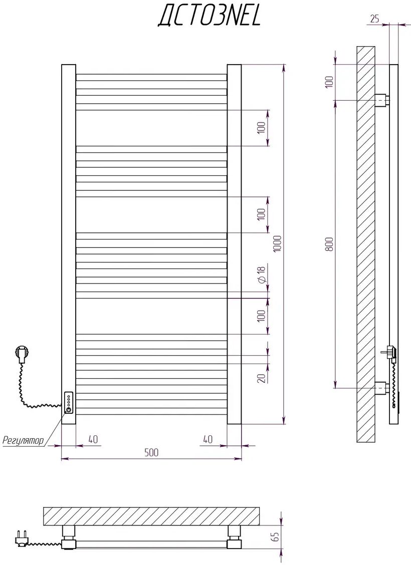 Kosser Степ New 1000x500 EL (ДСТ03NELW) Габаритні розміри