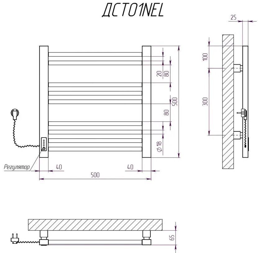 Kosser Степ New 500x500 EL (ДСТ01NEL) Габаритні розміри