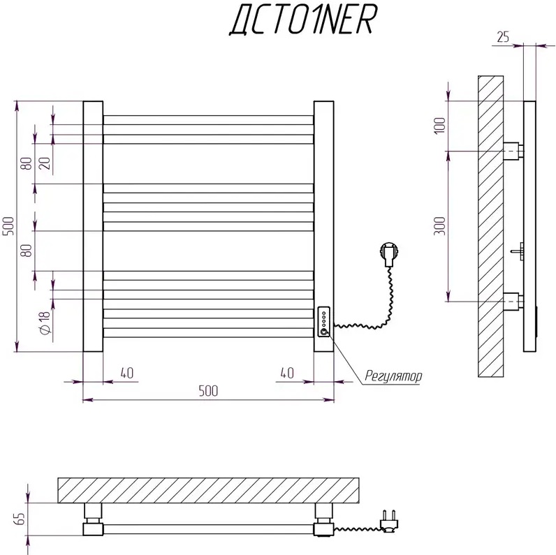 Kosser Степ New 500x500 ER (ДСТ01NERW) Габаритні розміри